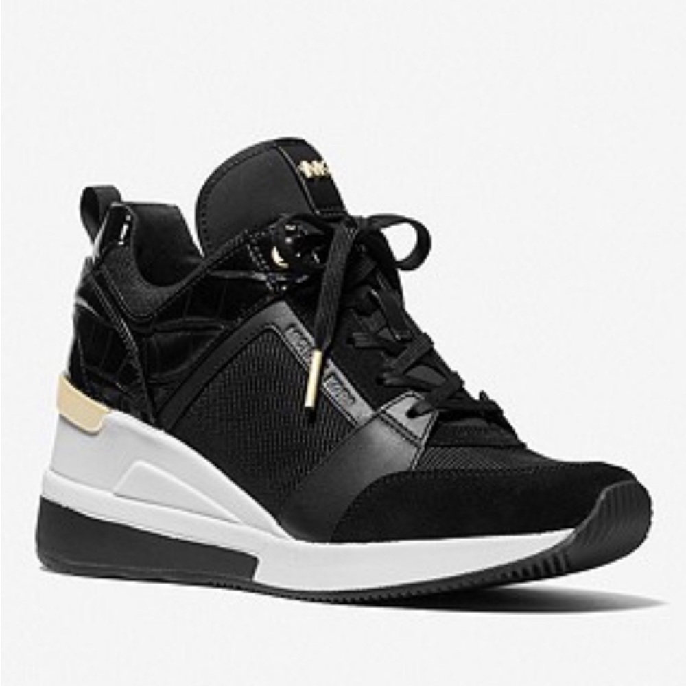 MICHAEL KORS CRISTA CANVAS TRAINER GEORGIA NYLON  LEATHERS - Picture 8 of 8